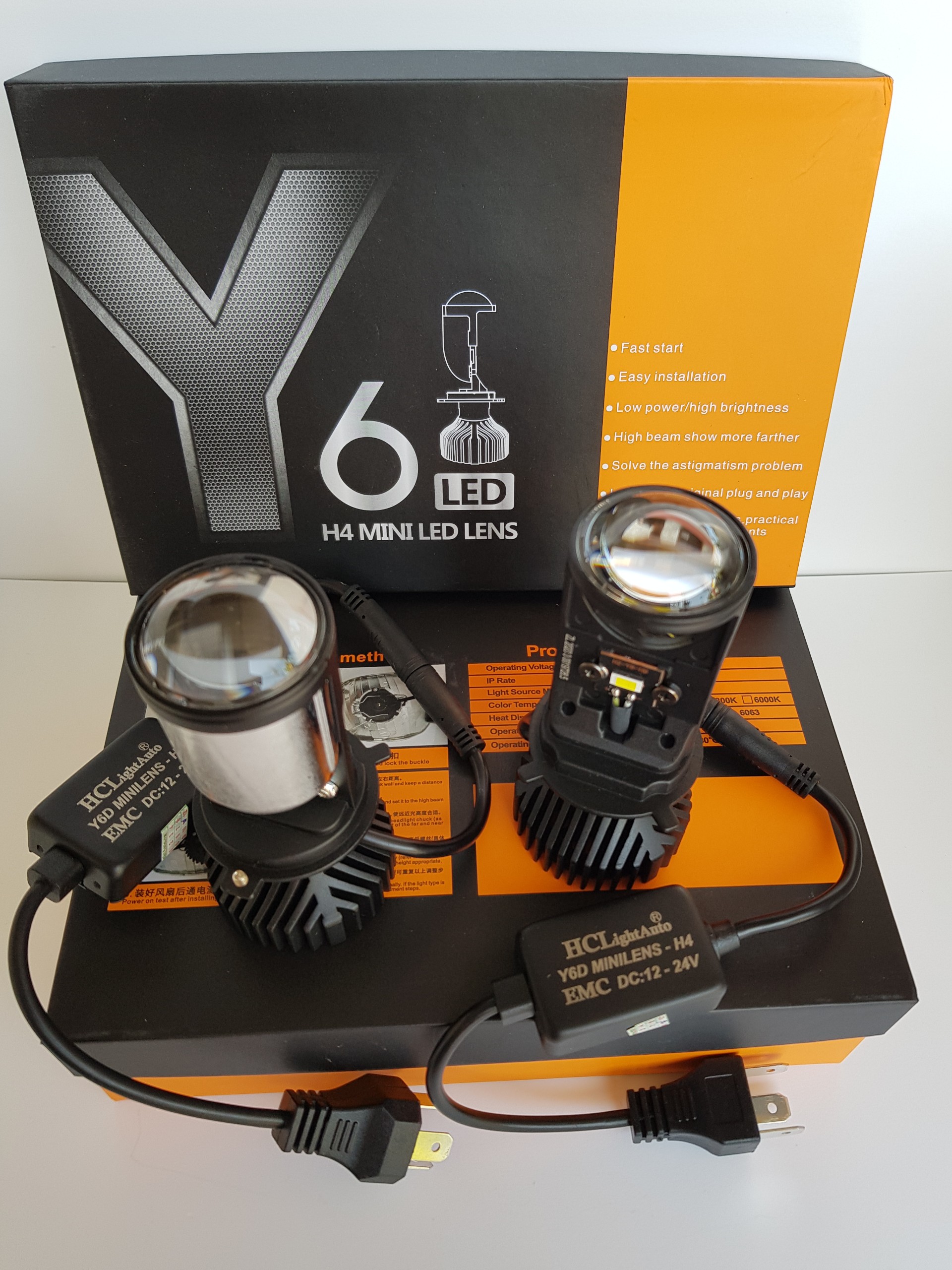 Đèn led bi cầu mini. y6d chân h4 điện 12v - 24v siêu sáng lắp oto-xe máy
