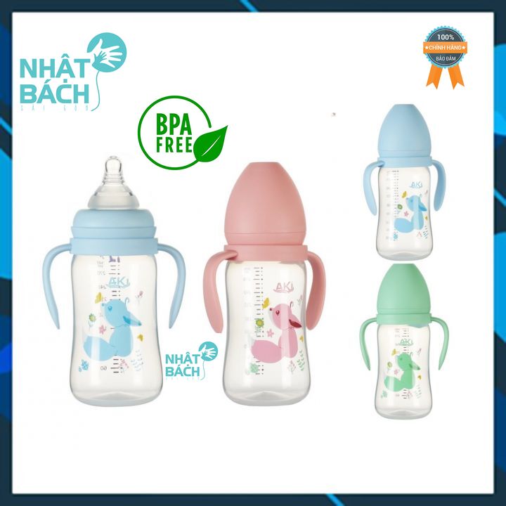 Bình sữa cổ rộng pp aki 180ml - 240ml - 300ml