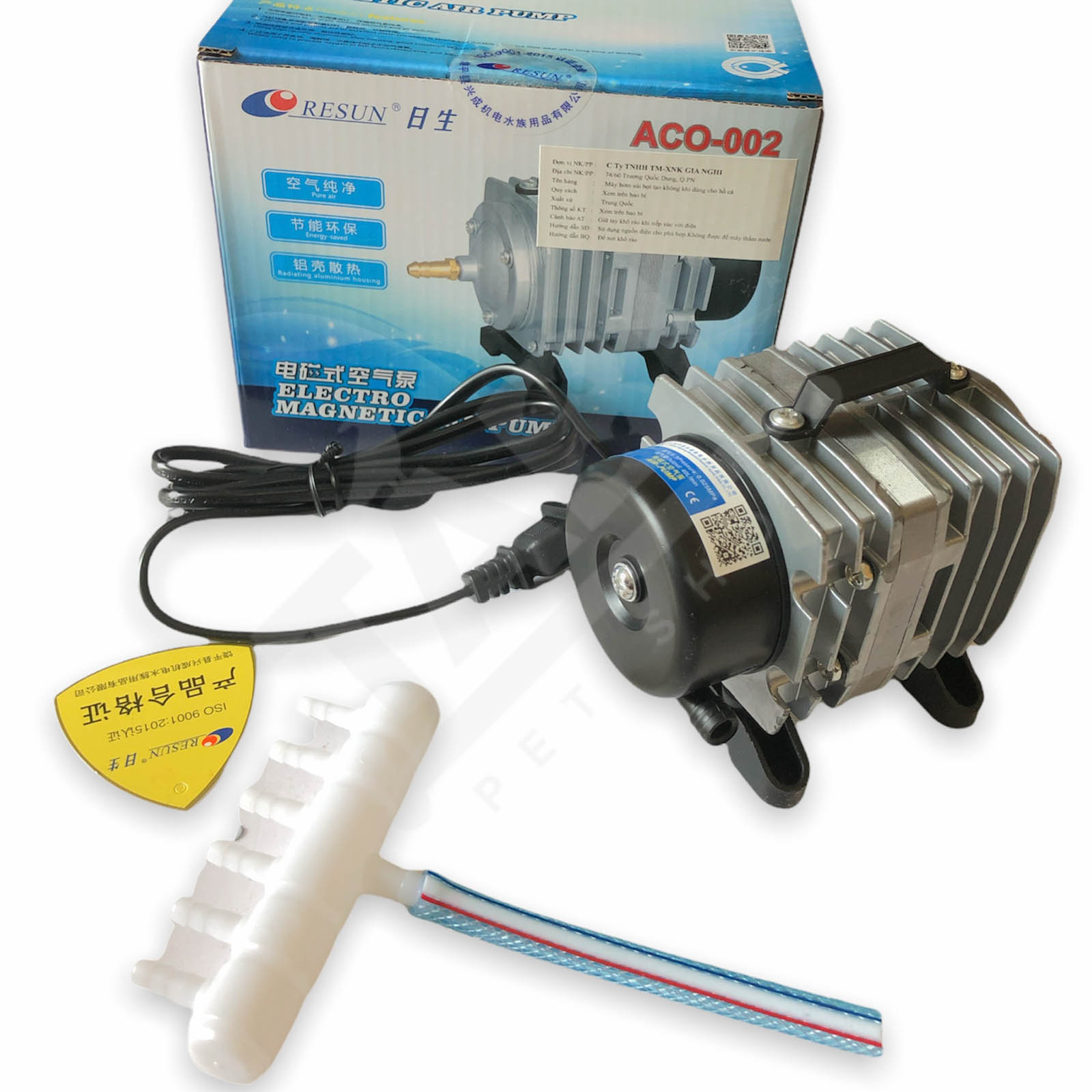 Máy sục sủi thổi khí oxy hồ cá cảnh resun aco-002 - máy oxy bể cá 25w