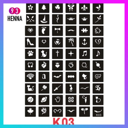 Khuôn xăm mã K03 các hình nhỏ siêu đẹp