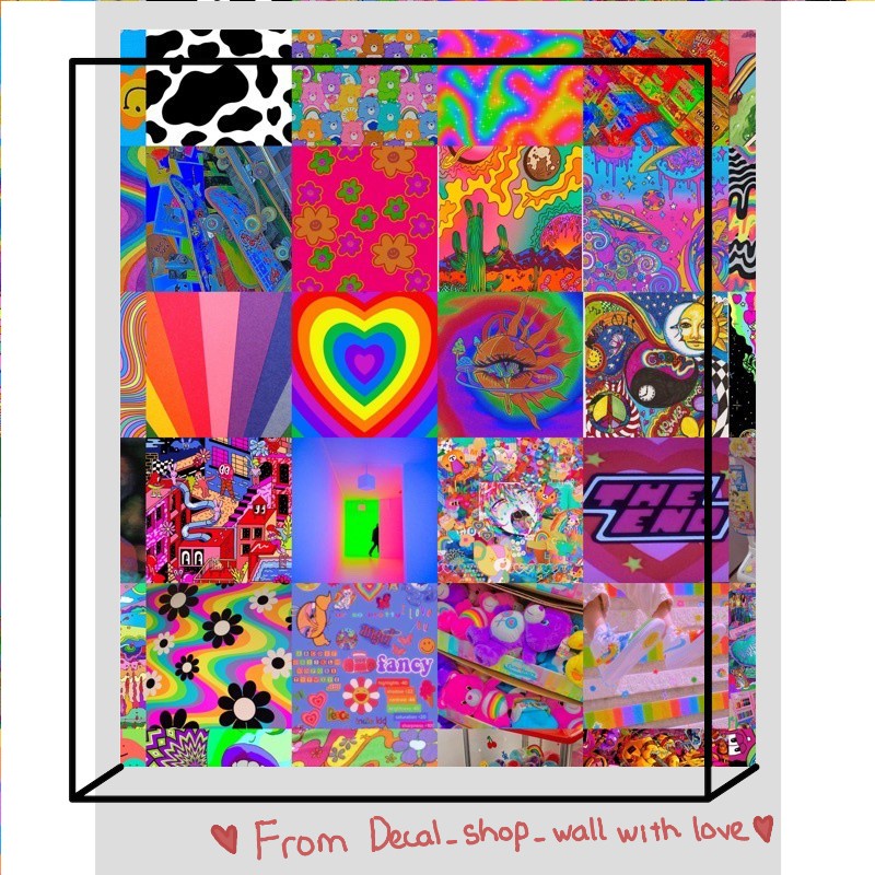 12 tấm Wall Collage dán tường trang trí phòng ngủ - theme Indie gen z