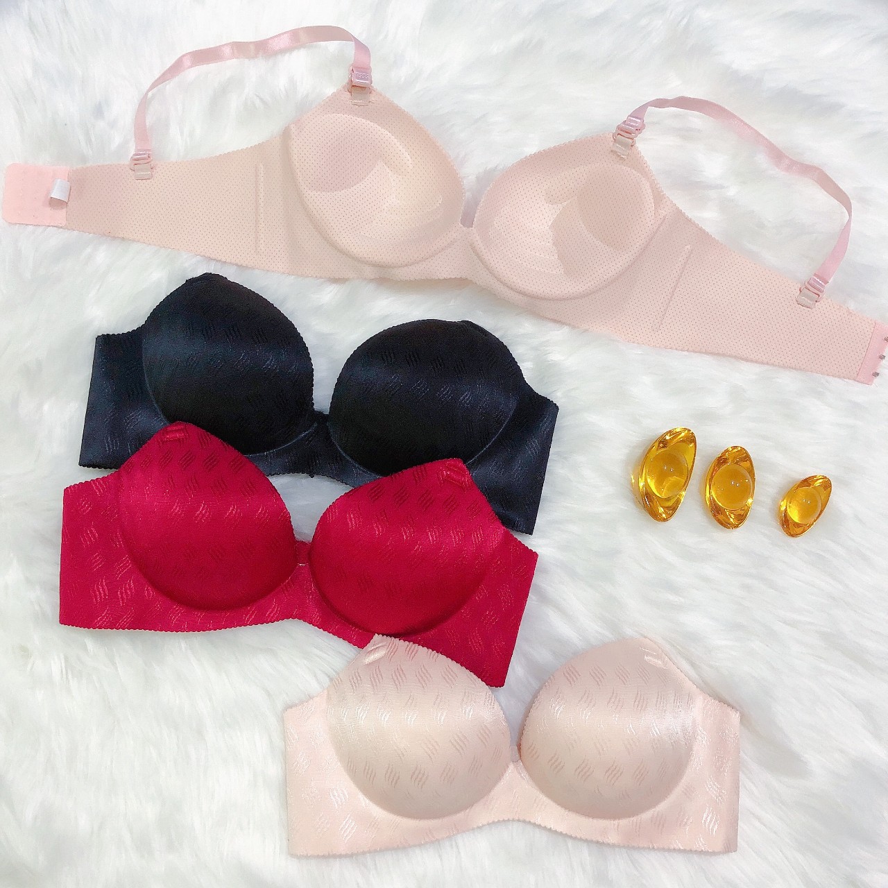 Áo Lót Su Đúc, áo lót nữ Không Gọng Đệm Bàn Tay mã gấm