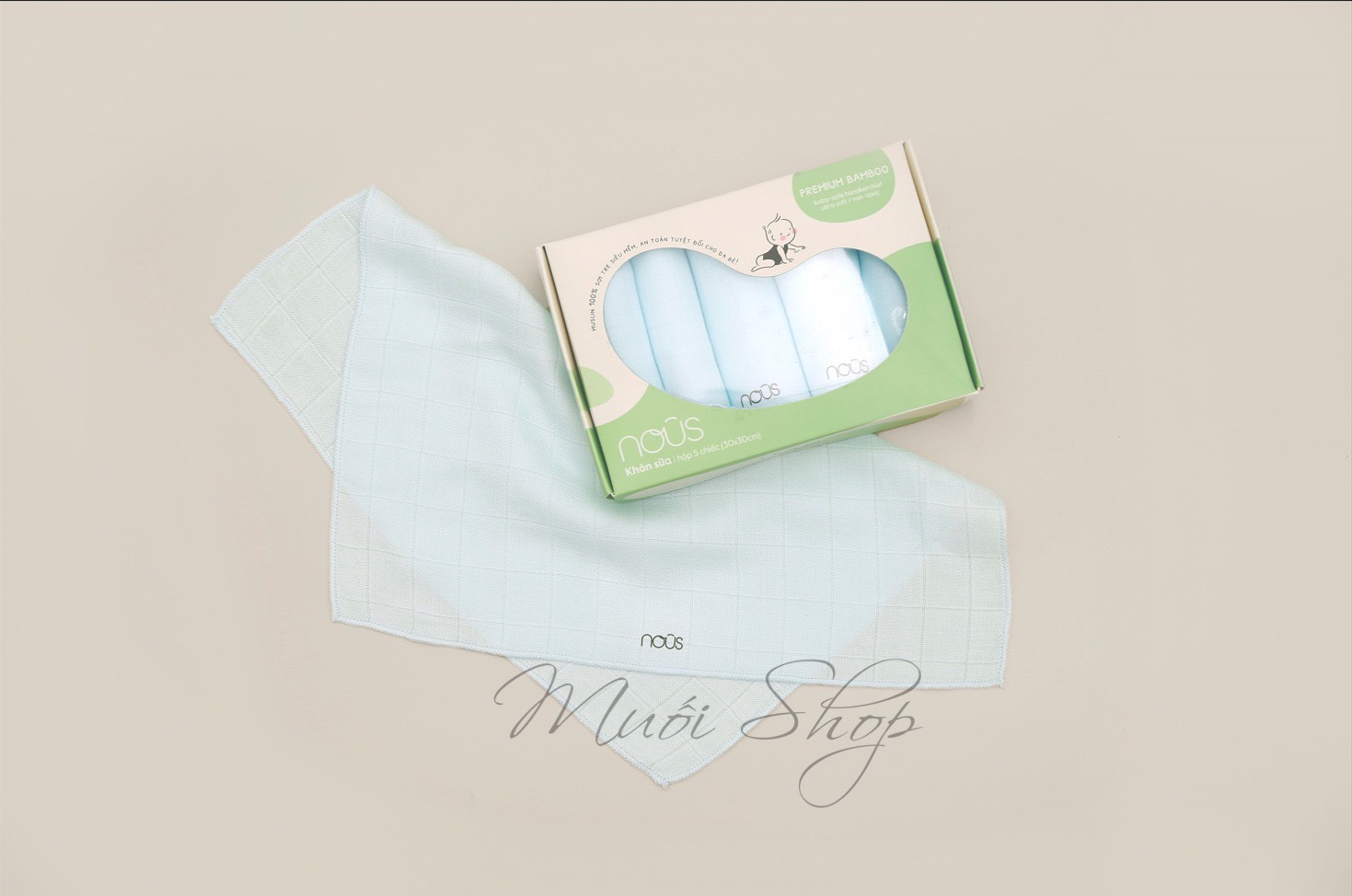 set 5 Khăn sữa Bamboo cho bé Nous