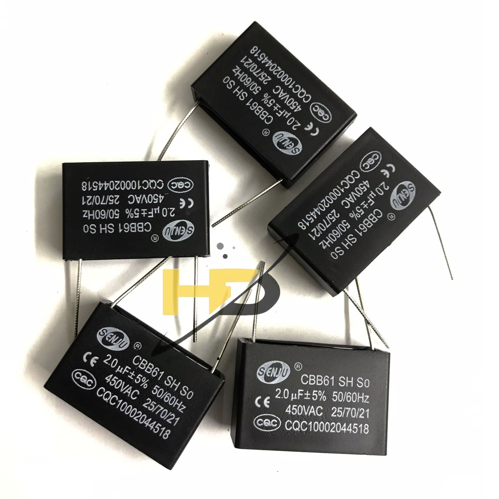 Tụ Khởi Động Quạt 2uF 450V CBB61 Chân Cắm Dùng Trong Mạch Điện Tử