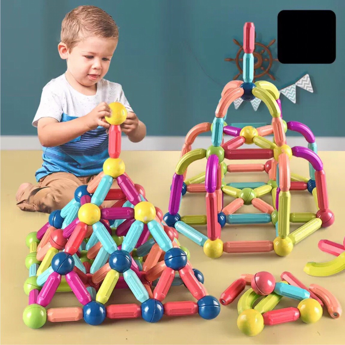 Bộ đồ chơi xếp hình nam châm từ tính Umoo UM-1085 giúp bé phát triển khả năng tư duy, sáng tạo, an toàn cho bé