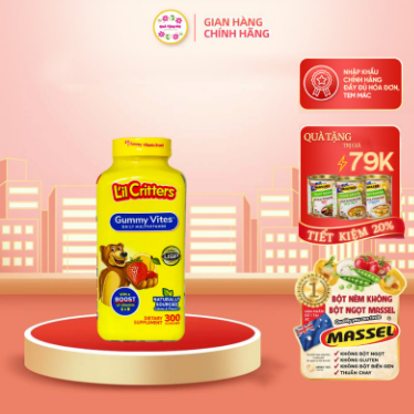 Kẹo dẻo đa Vitamin thiết yếu Lutien và gấp đôi Canxi cho bé - L’il Critters Gummy Vites 300 viên
