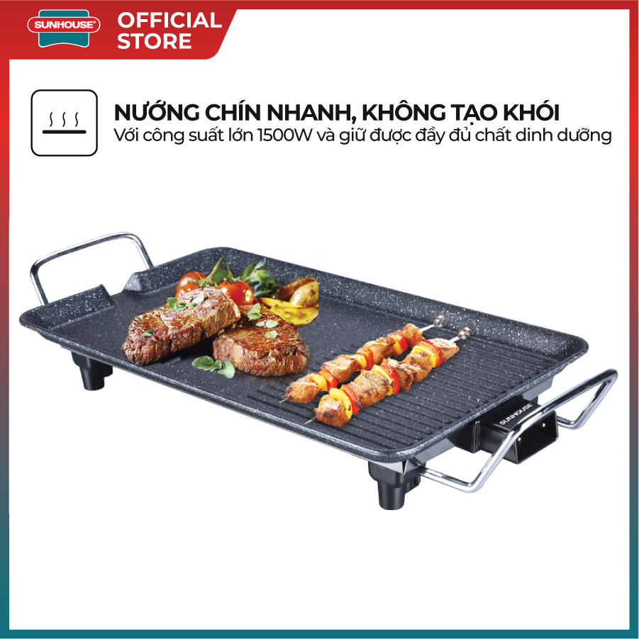 Bếp nướng điện sunhouse shd4607 bề mặt vân đá hoa cương chống dính whitford , công suất lớn chín nhanh, bếp nướng tiết kiệm điện, bảo hành 12 tháng hàng chính hãng