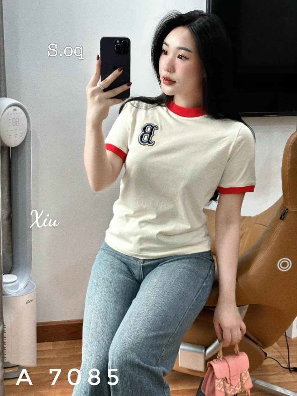 Áo thun Babytee dáng ôm phối viền chữ nổi ( Áo thun chữ B )