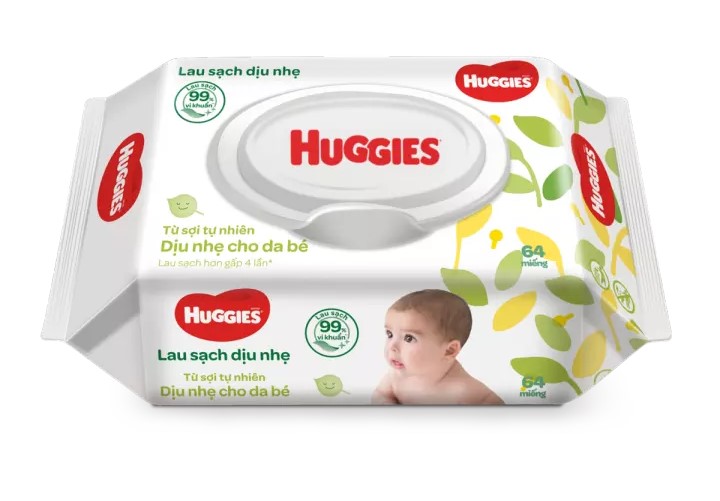 combo 2 Khăn giấy ướt cho trẻ sơ sinh Huggies 64 tờ (1 gói)