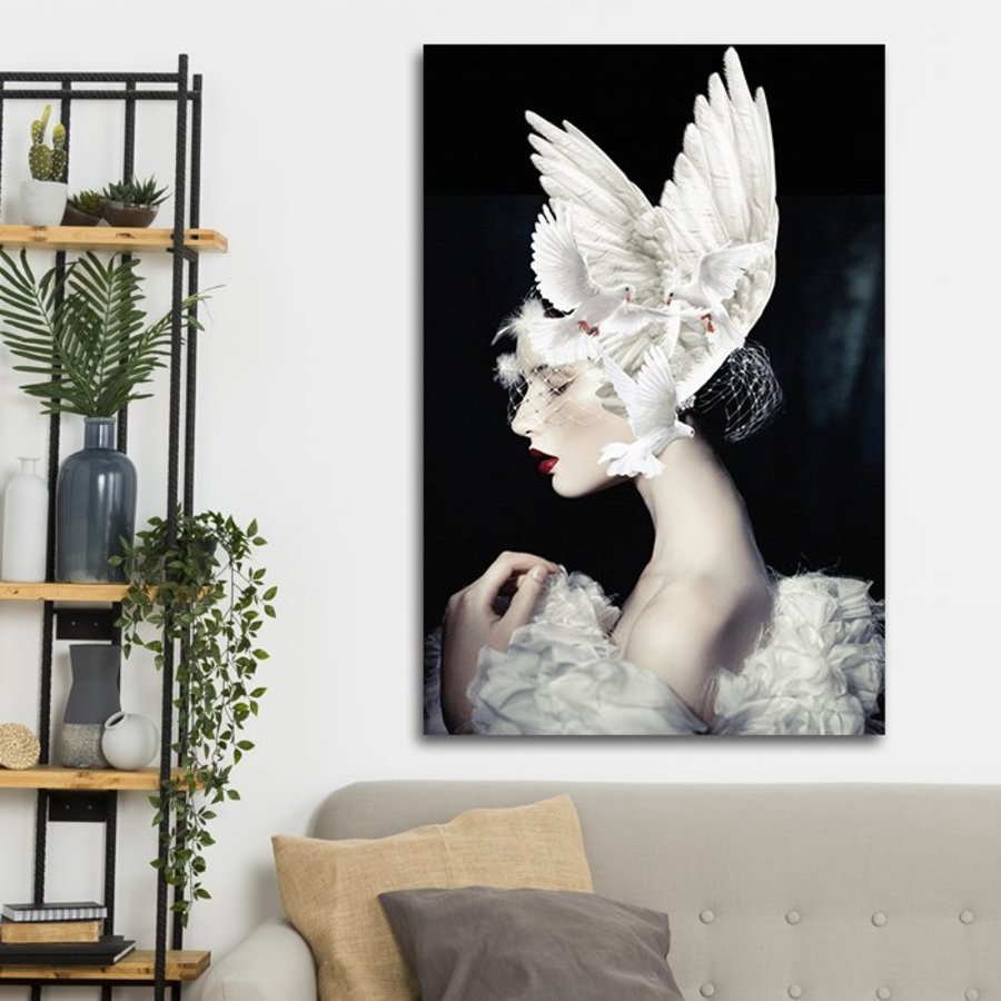 LaLashop - Tranh cô gái nghệ thuật có khung cỡ lớn trang trí decor phòng ngủ phòng khách, cầu thang, chất liệu vải canvas, tranh gỗ MDF, tráng gương 3D hiện đại