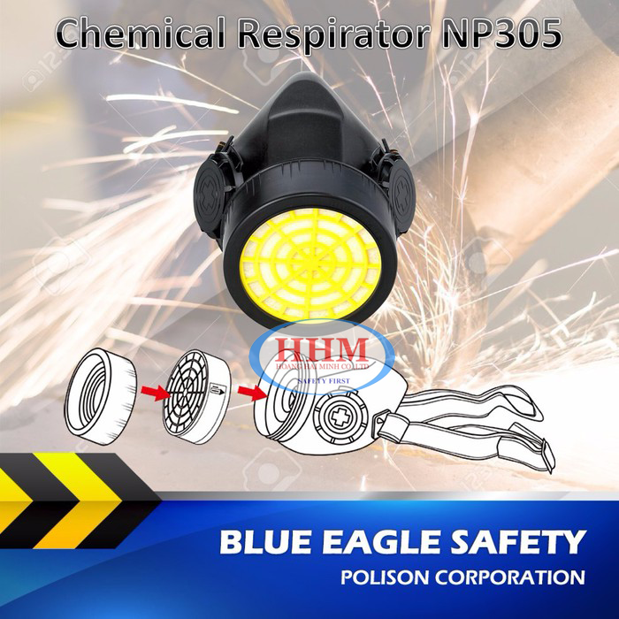 Bộ mặt nạ phòng độc Blue Eagle NP305 và 1 phin lọc RC203