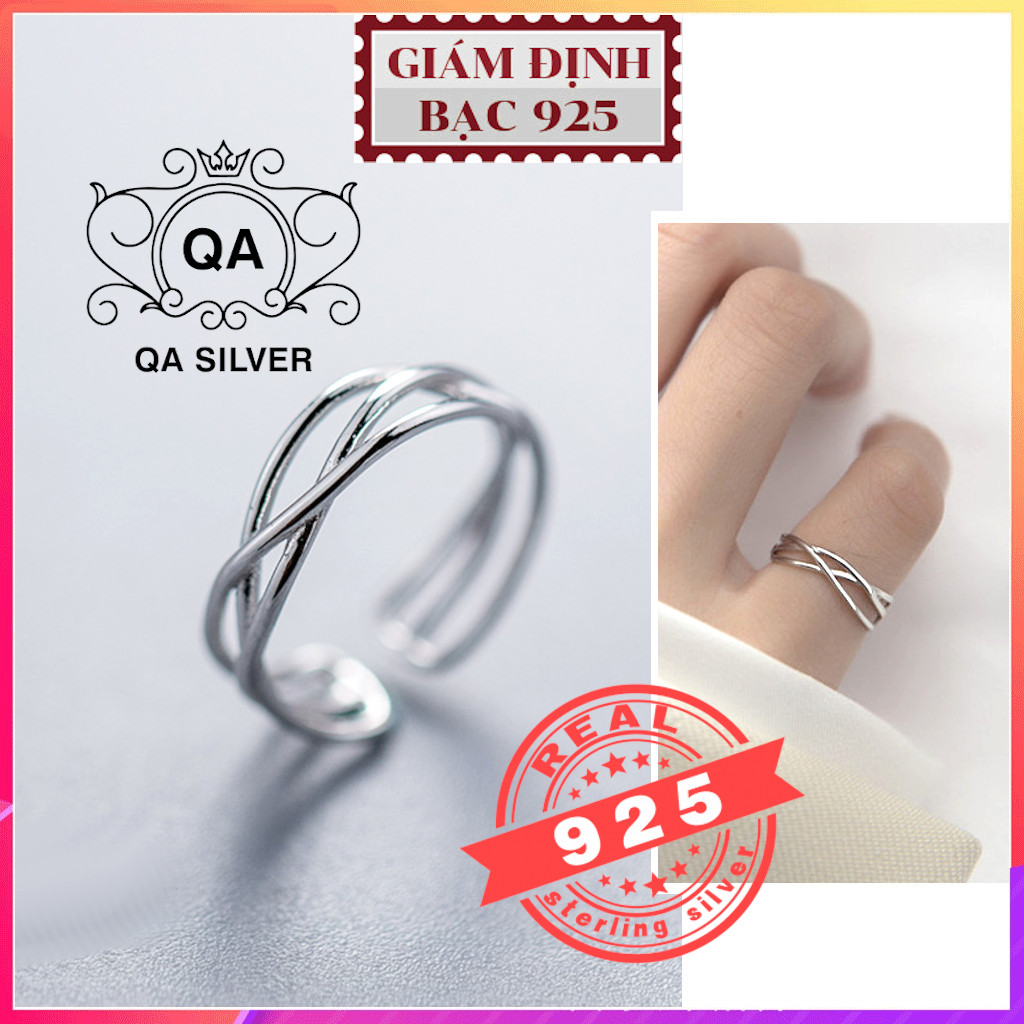 Nhẫn bạc 925 tầng đan chéo nữ form nhỏ ngón út S925 LAYER QA SILVER Ring RI210202
