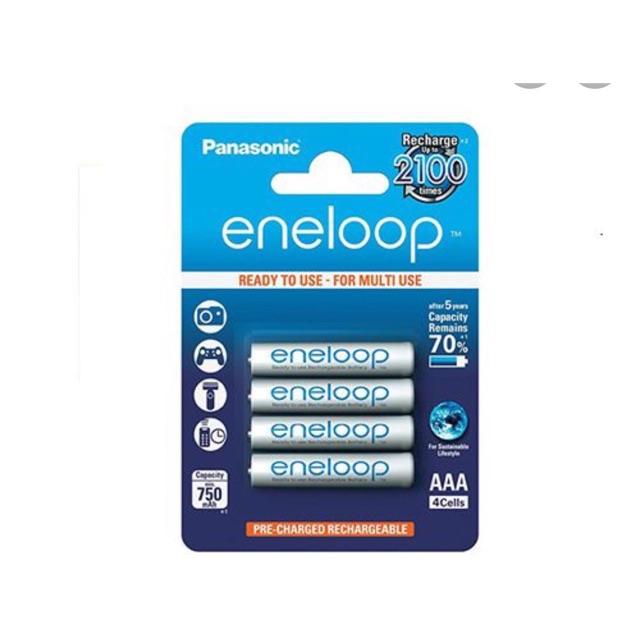 Vỉ 4 pin AAA ( pin đũa) eneloop 800mAh BK-4MCCE 2100 lần sạc