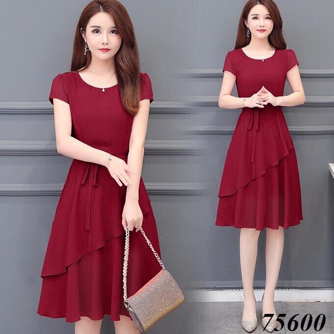 [HCM]ĐẦM XÒE VOAN THẮT NƠ EO DỄ THƯƠNG