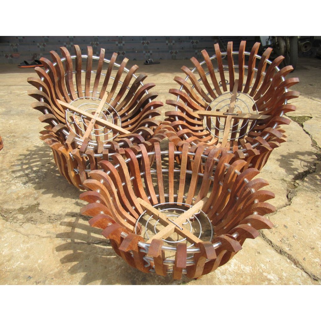 CHẬU LAN GỖ CĂM XE - SIZE 30CM - MẪU ĐÀI SEN