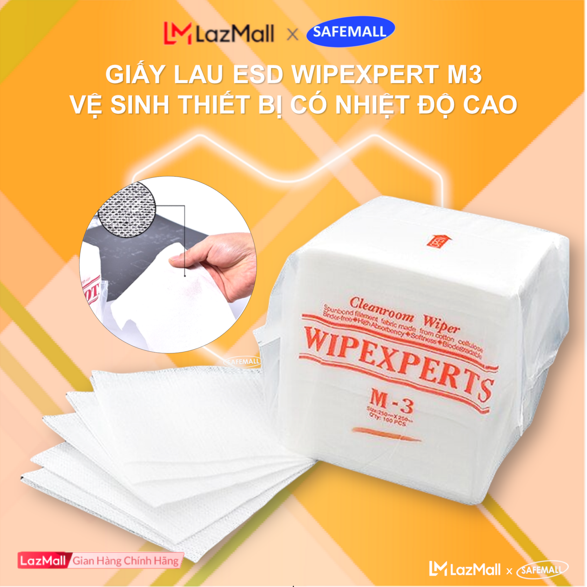 Paper wipe clean room wipexpert M-3 safemall pack 100 sheets, , clean room wiper wiper cleanroom M3 no dust, paper wipe toilet clean room-genuine goods safemall