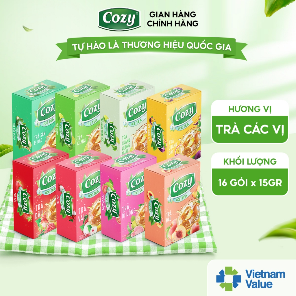 Trà Hoa Qủa COZY ICE TEA Hòa Tan Đủ Vị ( Hộp 18 gói x 15gr)