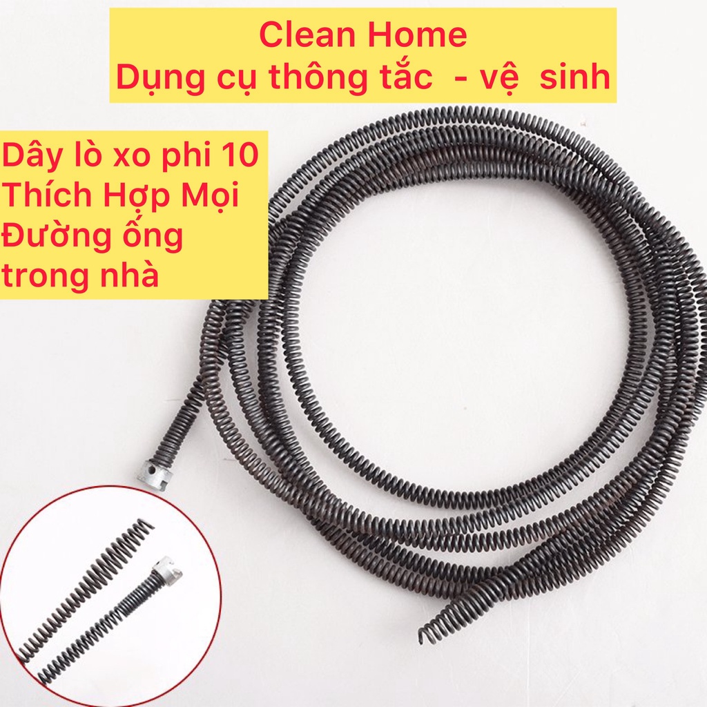 Dây Thông Cống Phi 10 Đầu Thông Lò Xo ( 5m,10m,15m dây + 1 đầu kết nối )