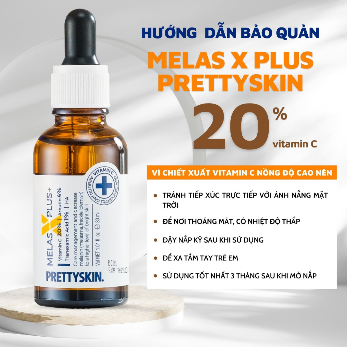 HOÀN TIỀN 15% - Serum Vitamin C Pretty Skin Melas Plus 20% Vitamin C 4% Arbutin dưỡng trắng da mặt 30ml PrettySkin Chính hãng Hàn Quốc | Mmall_vn