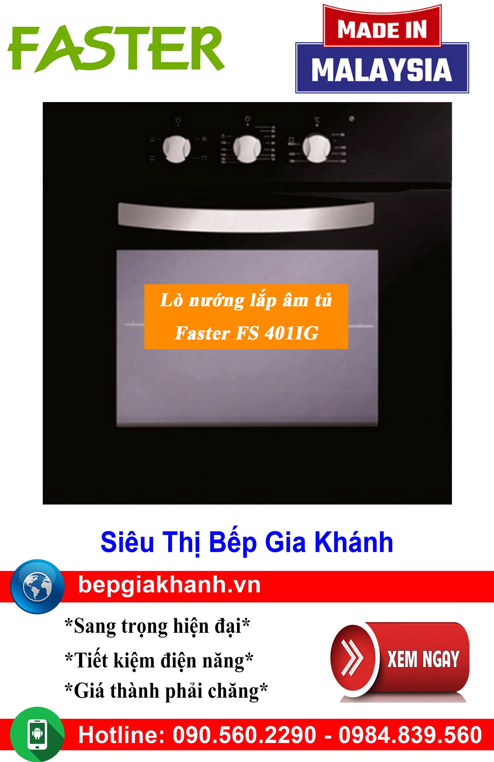 Lò nướng lắp âm tủ Faster FS 401IG nhập khẩu Malaysia, lò nướng, lò nướng điện, lò nướng điện đa năng, lò nướng mini, lò nướng bánh, lò nướng lock and lock, lo nuong, lo nuong dien da nang