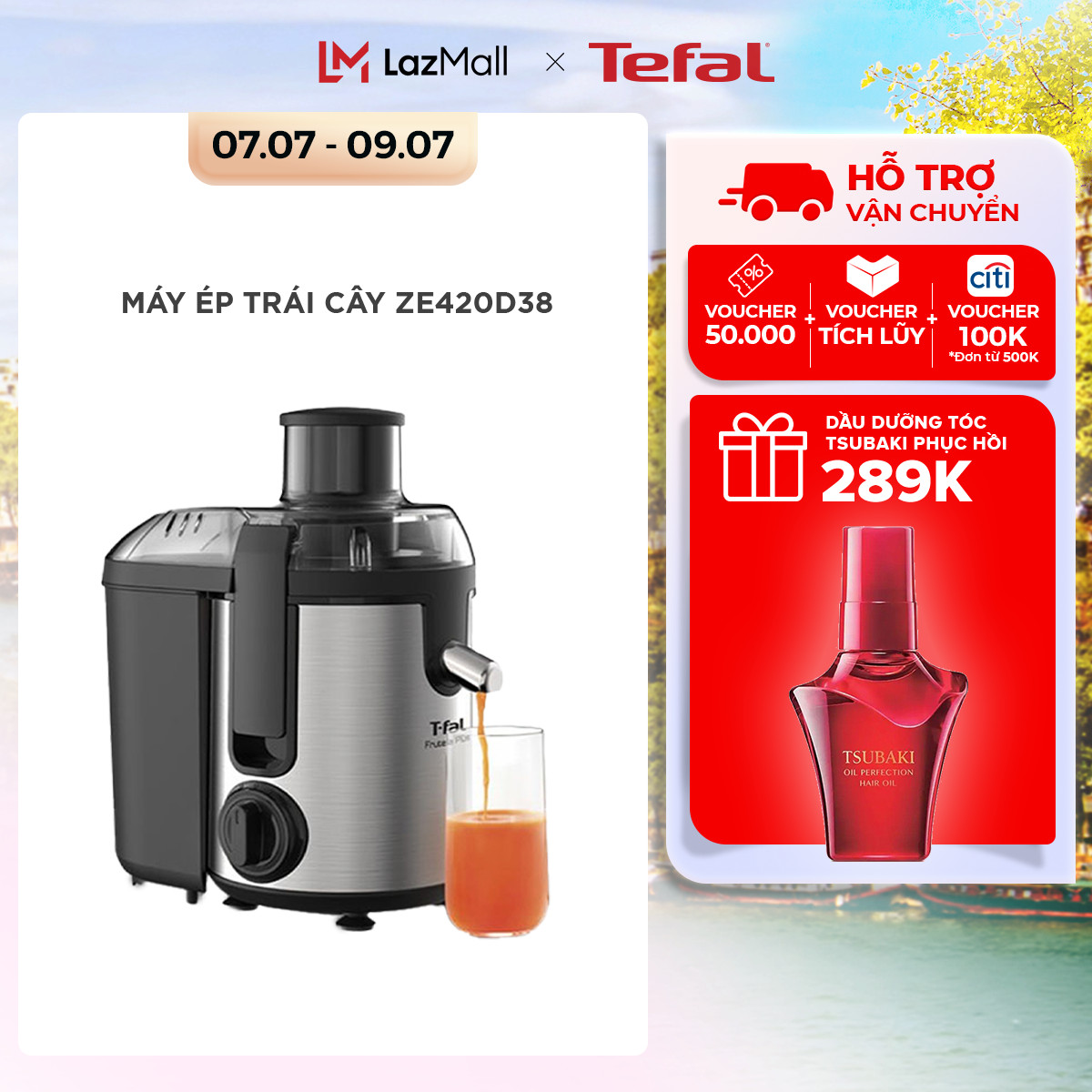 Máy ép trái cây Tefal ZE420D38, ép mạnh và êm, hàng chính hãng bảo hành 2 năm