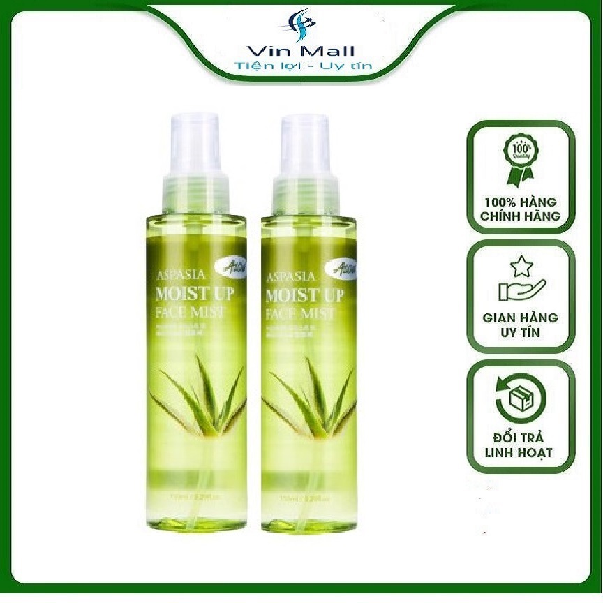 Bộ 2 Chai Xịt Khoáng Lô Hội Aspasia Moist Up Face Mist Hàn Quốc 150ml