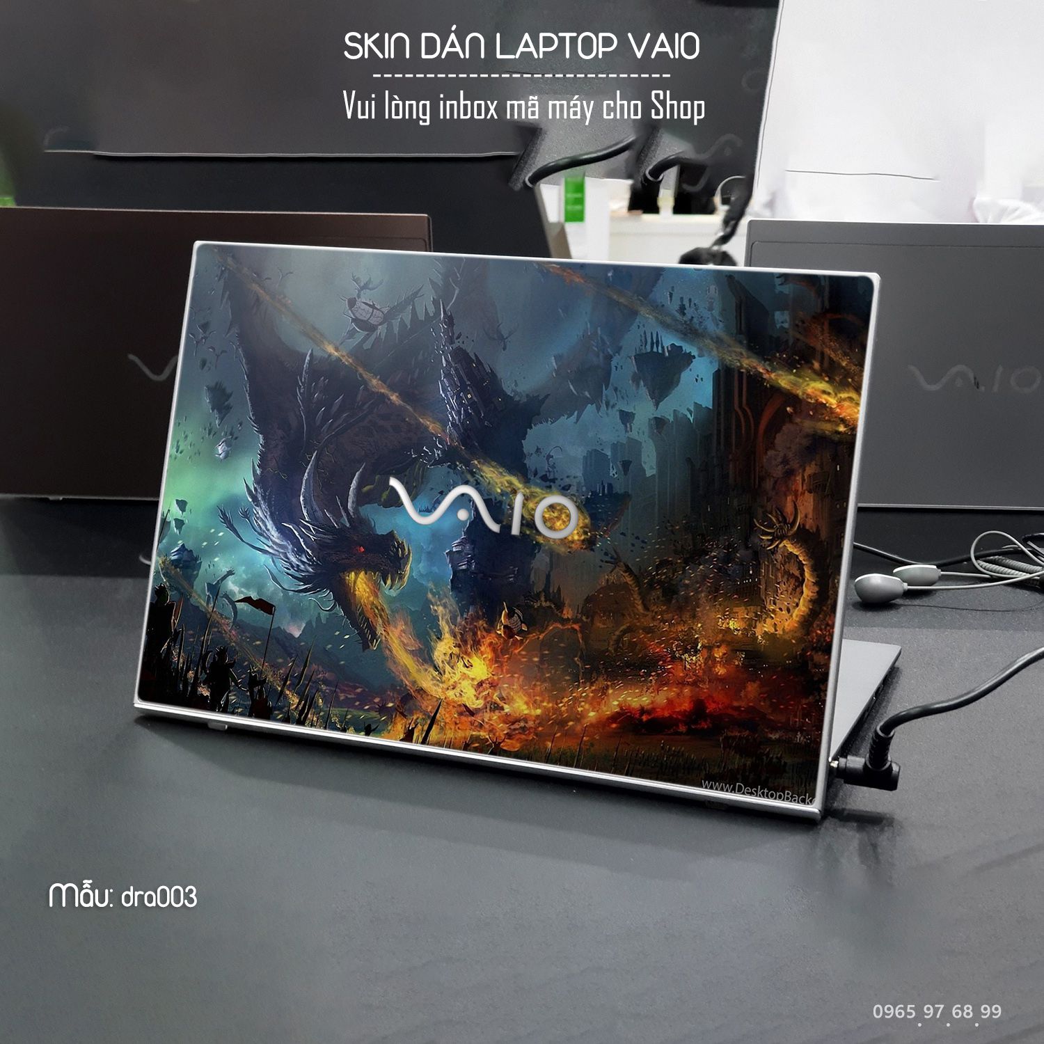 Decal Skin dán Laptop VAIO mẫu rồng (inbox mã máy cho shop)