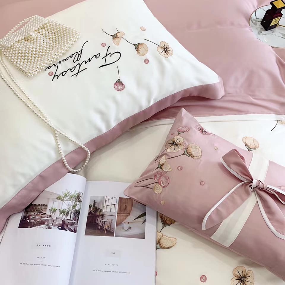 Bộ chăn ga gối lụa tencel 100s hoa bồ công anh cao cấp