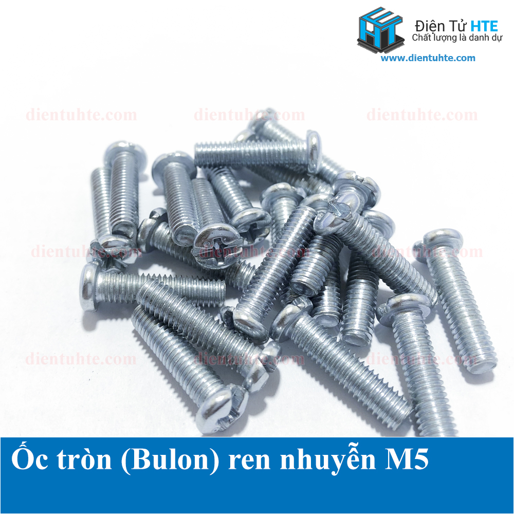 Ốc tròn (Bulon) + Đai ốc ren nhuyễn M5