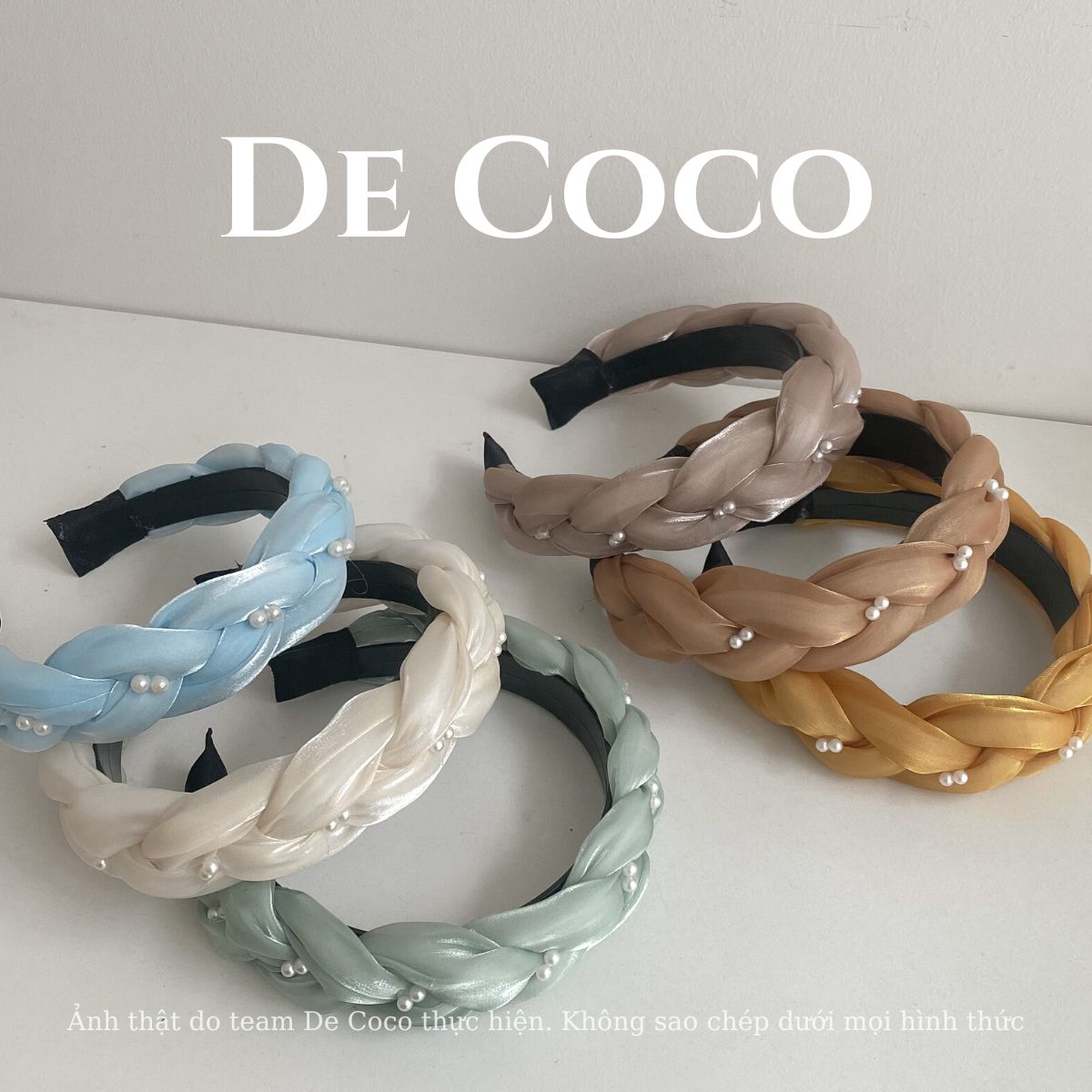 Mấn lụa tết, bờm tóc, cài tóc đính hạt trai Nomi De Coco
