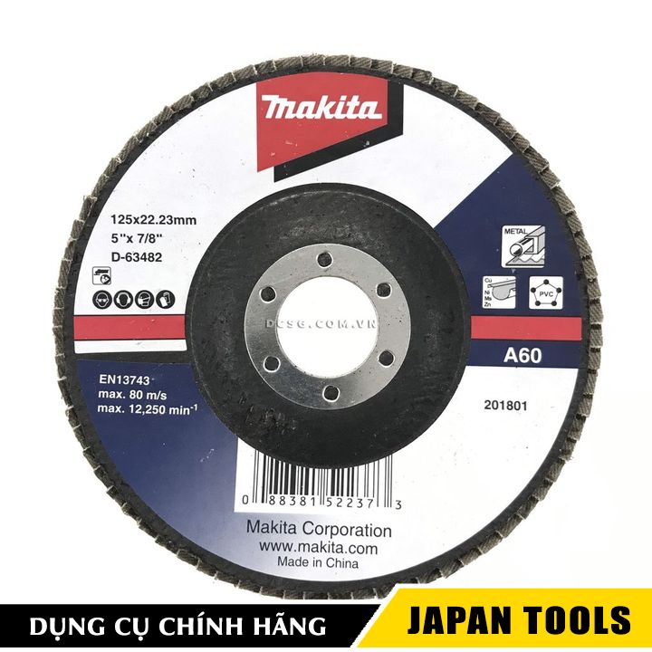 Đĩa nhám xếp sợi thủy tinh 125x22.23mm độ hạt A60 Makita D-63482 | Japan Tools