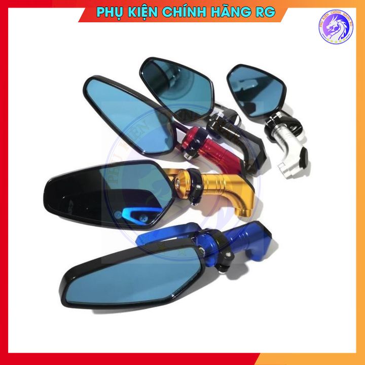 Kính chiếu hậu xe máy crg chân cong 3d mặt xanh chống lóa gắn chân kính