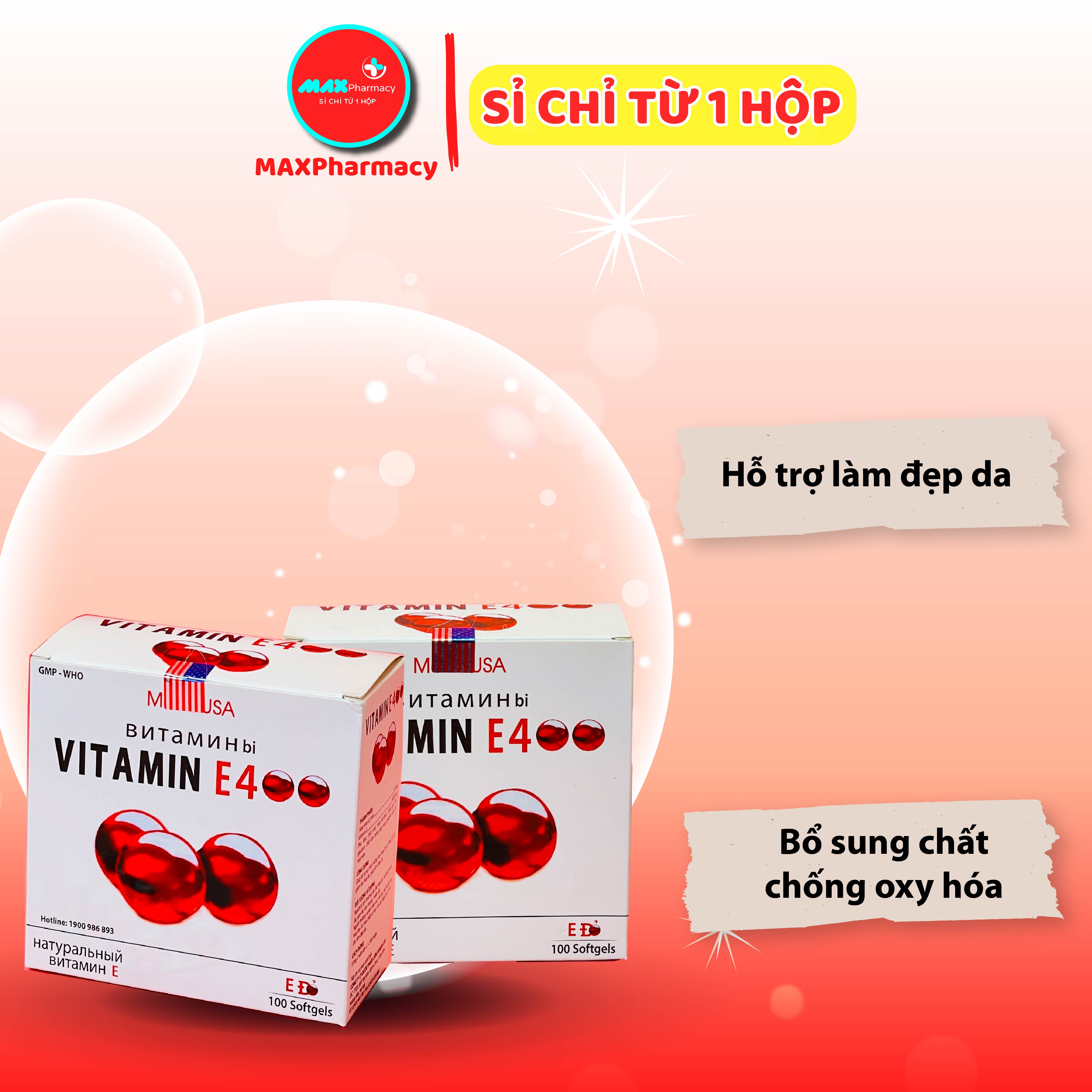 Vitamin E đỏ Mediusa Vitamin E 400 (Hộp 100 viên) - Minpharmacy