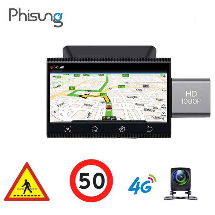 Camera hành trình ô tô Wifi, 4G Phisung K11 Plus