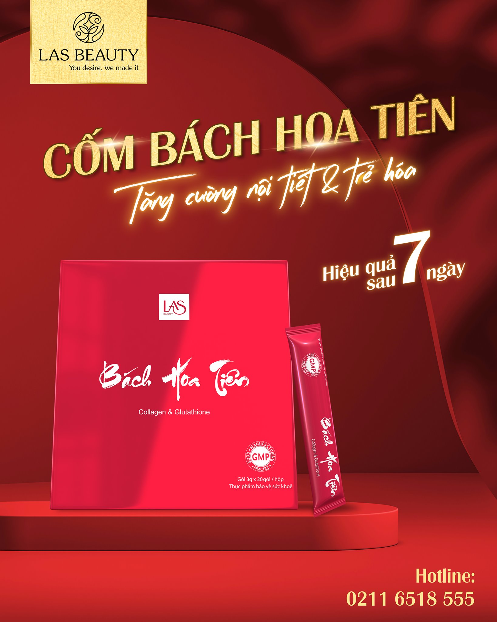 [Chính Hãng] Bách Hoa Tiên Las Beauty - Cốm uống đẹp da