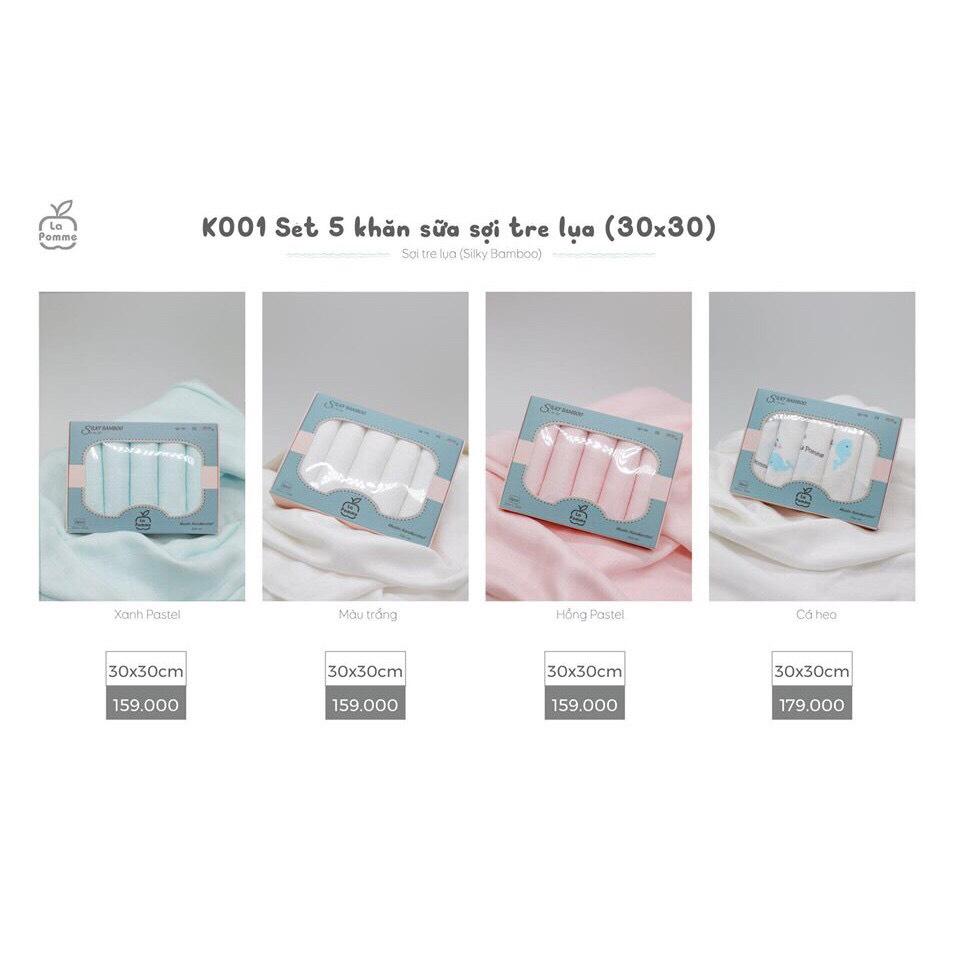 SET 5 KHĂN SỮA SỮA TRE LỤA (30x30) LA POMME