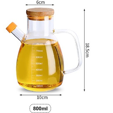 Bình thủy tinh chịu nhiệt, chai lọ có nắp gỗ, nút silicon đựng dầu ăn, giấm, nước tương, nước mắm | BÌNH DẦU NẮP GỖ TRE