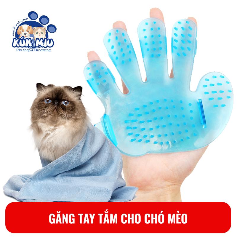 Hoàn Tiền 10% Găng tay tắm và chải lông rụng cho chó mèo Kún Miu pet shop