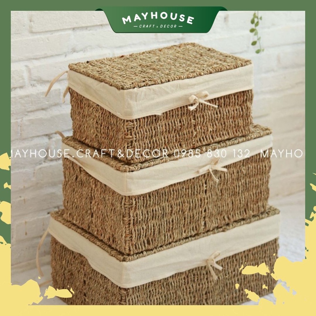 Giỏ giỏ cói đựng đồ đa năng, xưởng mayhouse, decor, hàng đan kỹ , giỏ đựng quần áo, decor nhà cửa