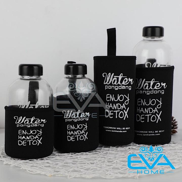 Bình Đựng Nước Thuỷ Tinh Detox 1000 Ml Kèm Vỏ Bọc Vải Neoprene