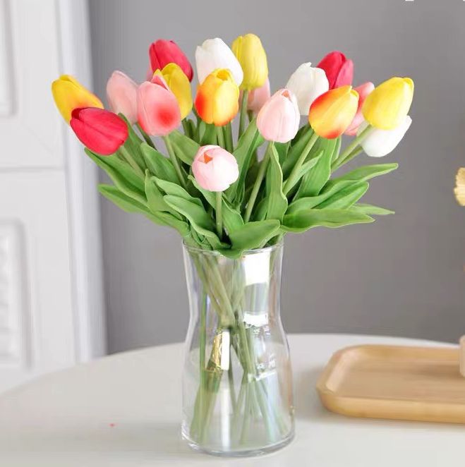 Bó 10 cành hoa tulip giống thật ( 10 cành hoa tuylip giả -lá xoăn -looại 1)