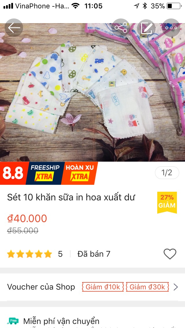 Combo 10 khăn vải xô in hoa xuất Nhật