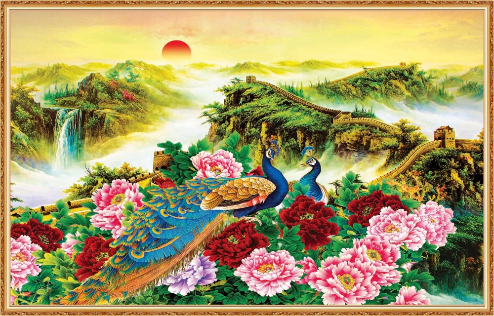 Tranh dán tường 3d con công