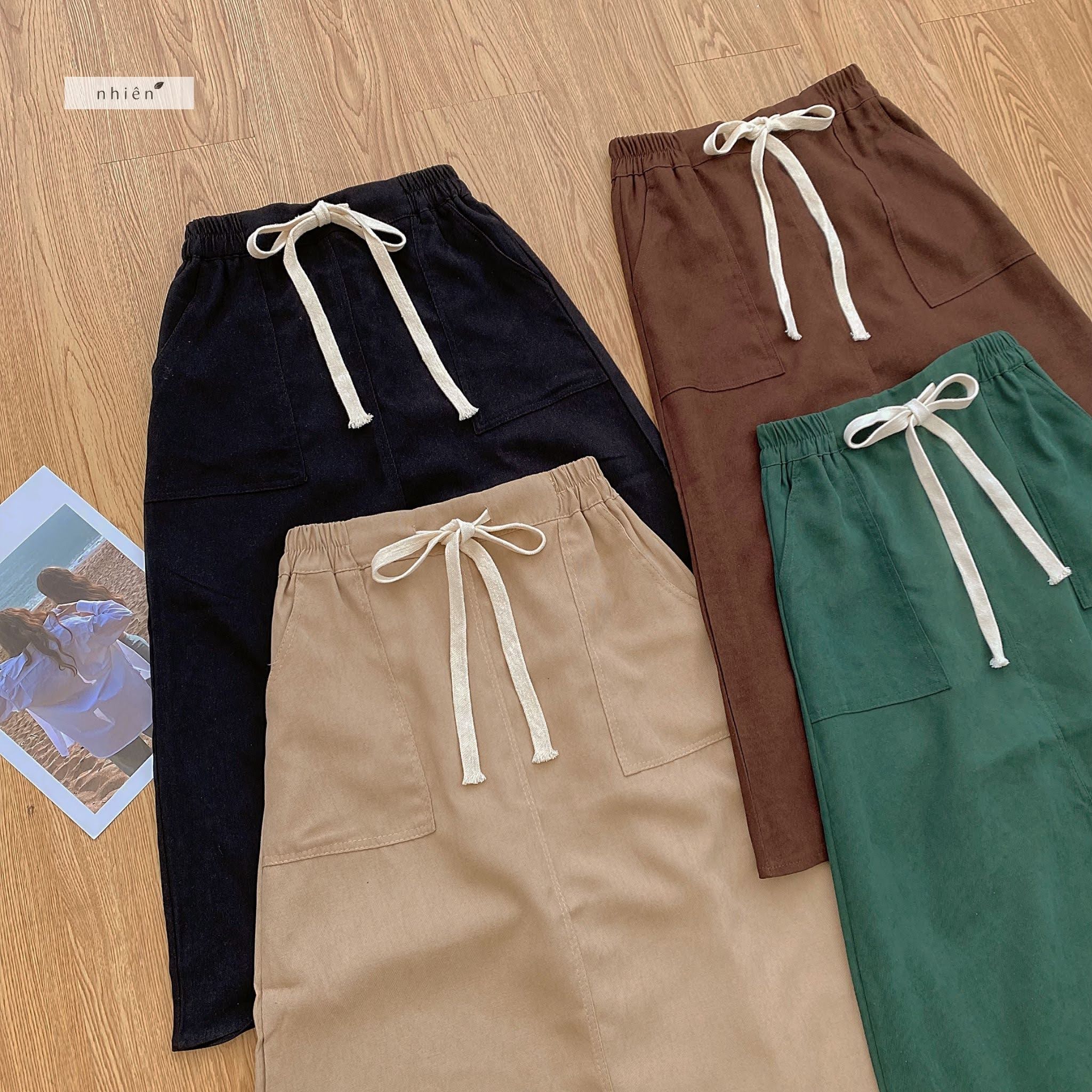 Chân váy nữ - chân váy kaki basic nhienhienvintage BV84