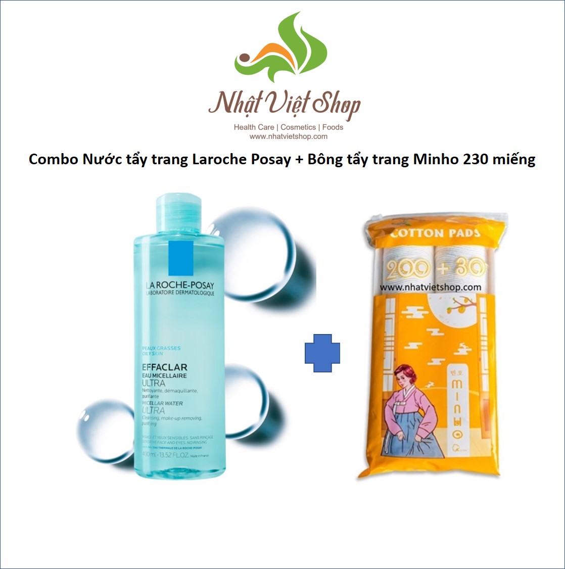 Combo Nước tẩy trang Laroche Posay + Bông tẩy trang Minho 230 miếng