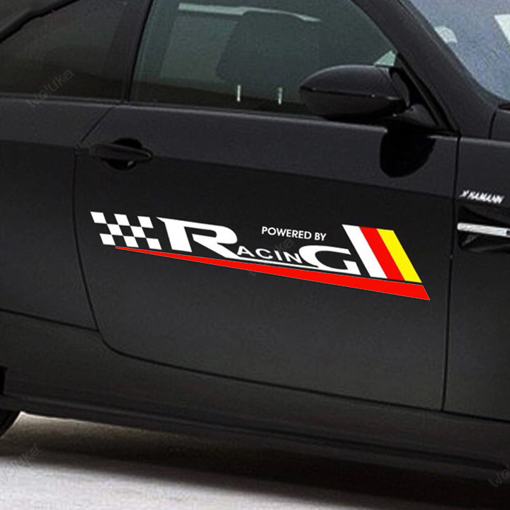 Bộ 2 tem dán cửa xe ô tô Racing