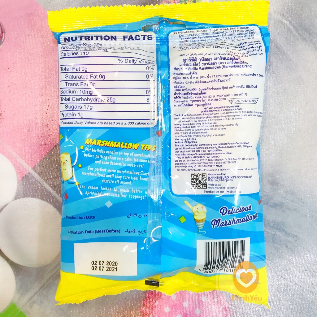 Kẹo xốp Vanilla Marshmallow 80g
