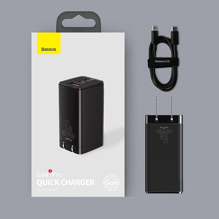 Cốc sạc Baseus GaN 2 Pro 65w 3 cổng output sạc nhanh