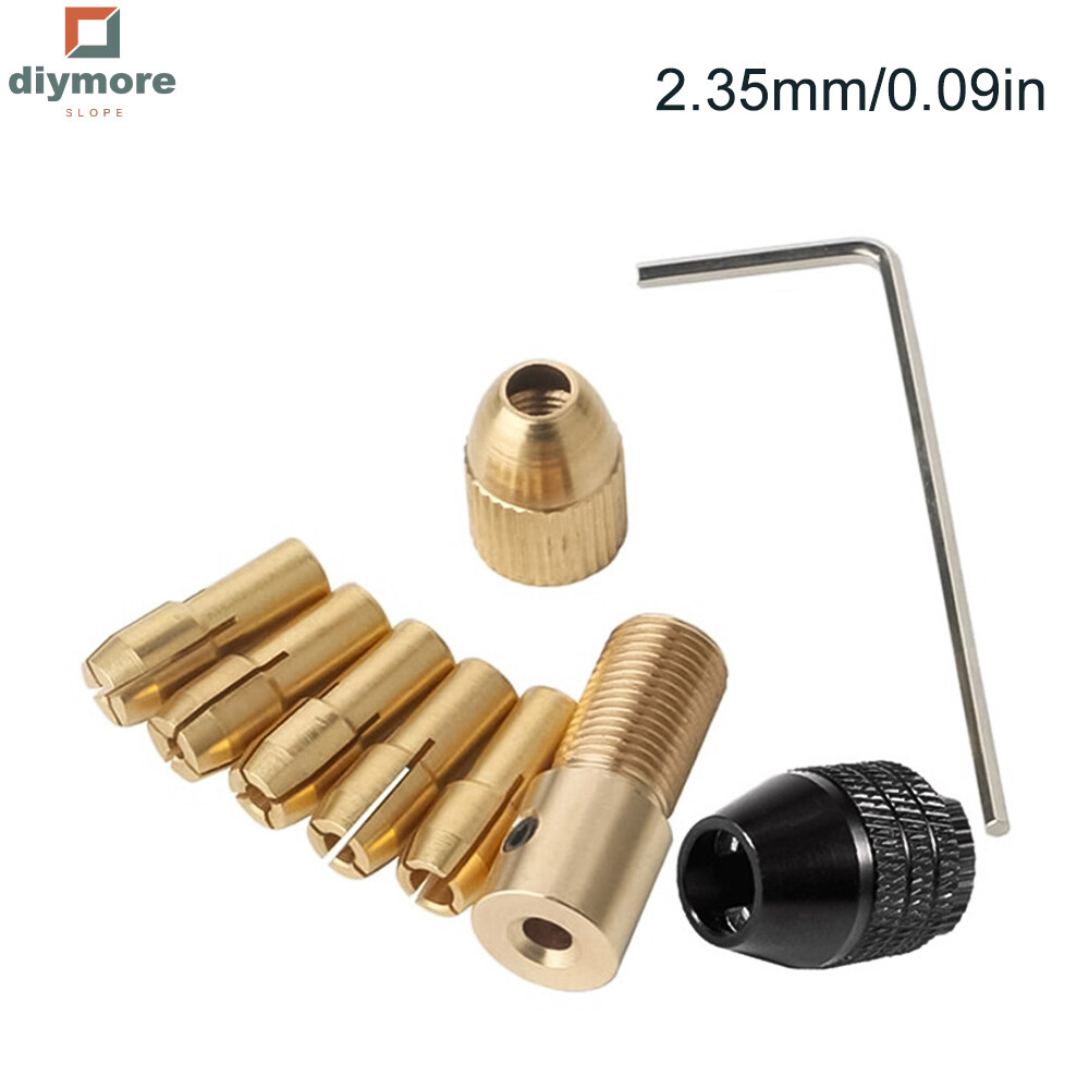 Ziqqucu Mini 0.5-3mm Drill Chuck Adapter Bit Clamp Socket Set Micro Collet Chuck Brass Tools for Woodworking
