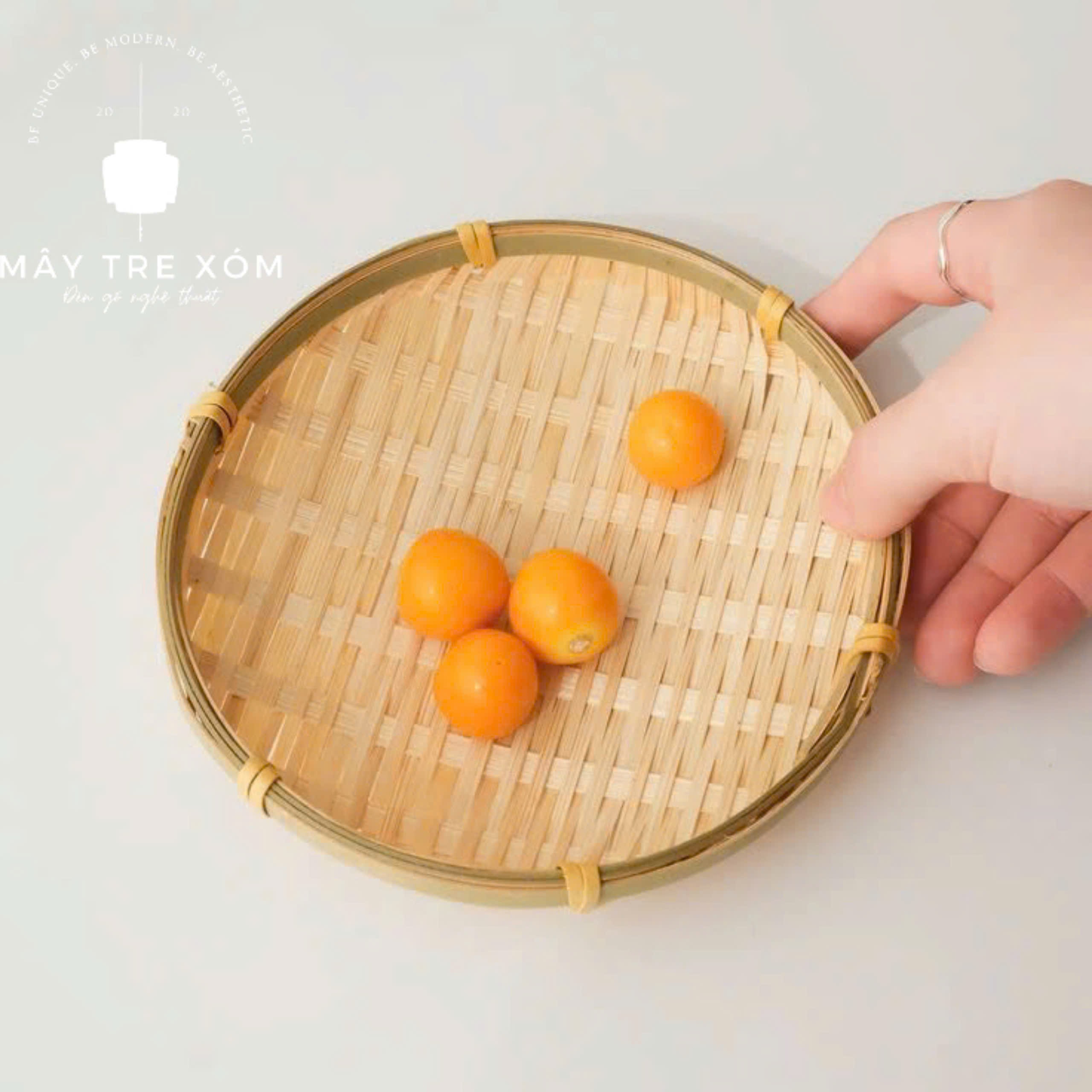 Mẹt tre  trắng trang trí decor
